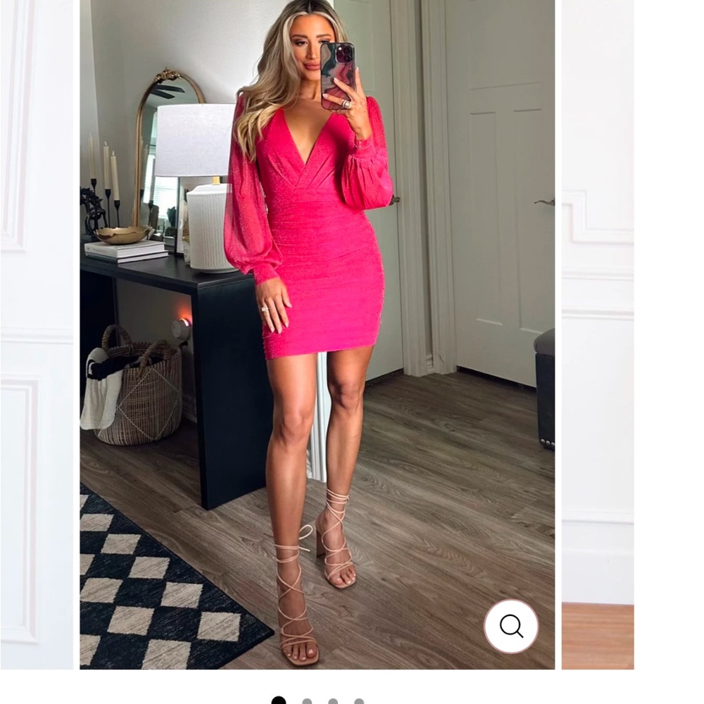 Elegant Pink V-Neck Dress